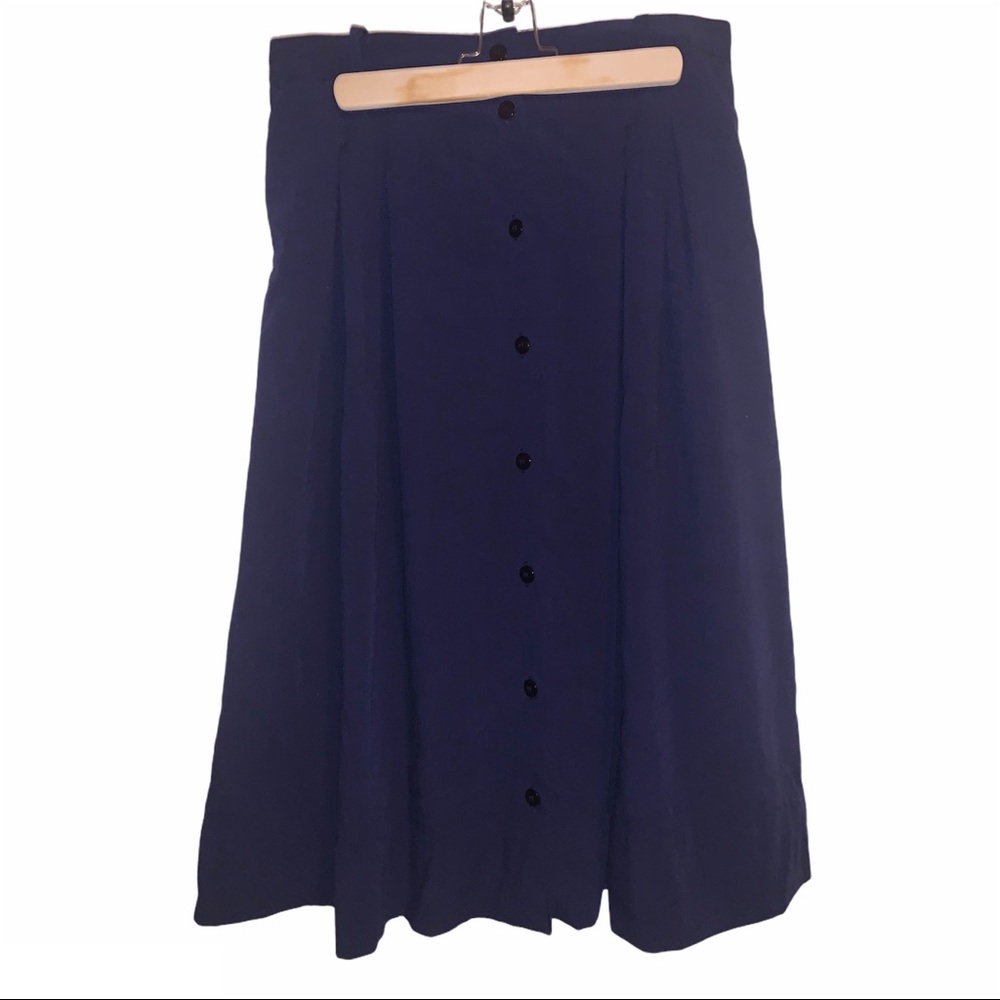 Vintage 90s Worthington Dark Navy Blue Button Up Maxi Skirt